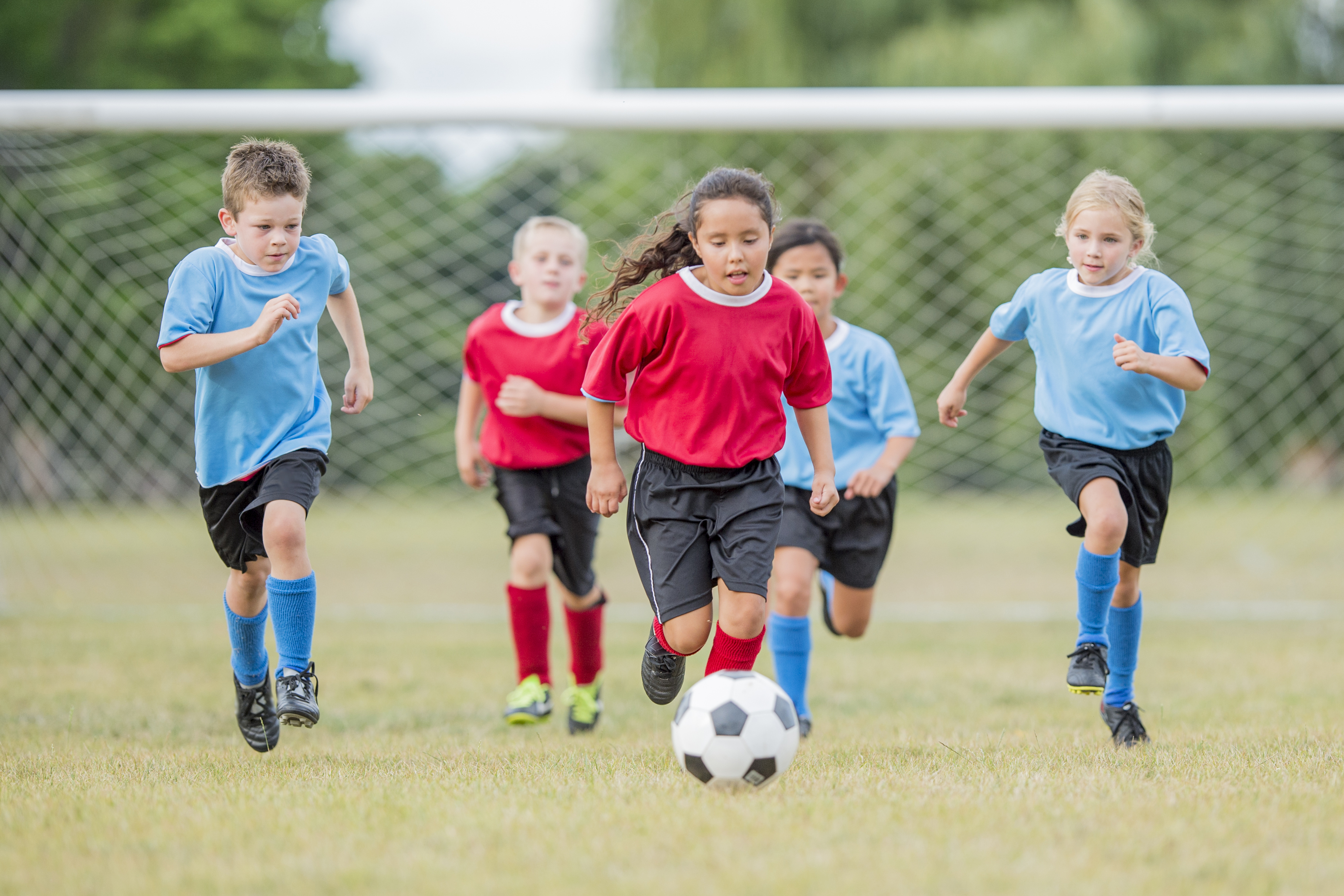 image of children playing soccer
