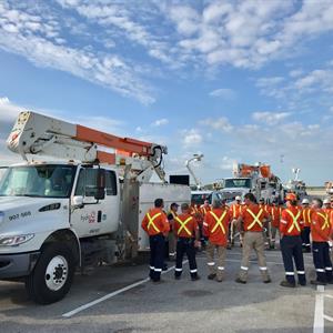 image of Hydro One crews preparing to go to Florida after Hurricane Irma