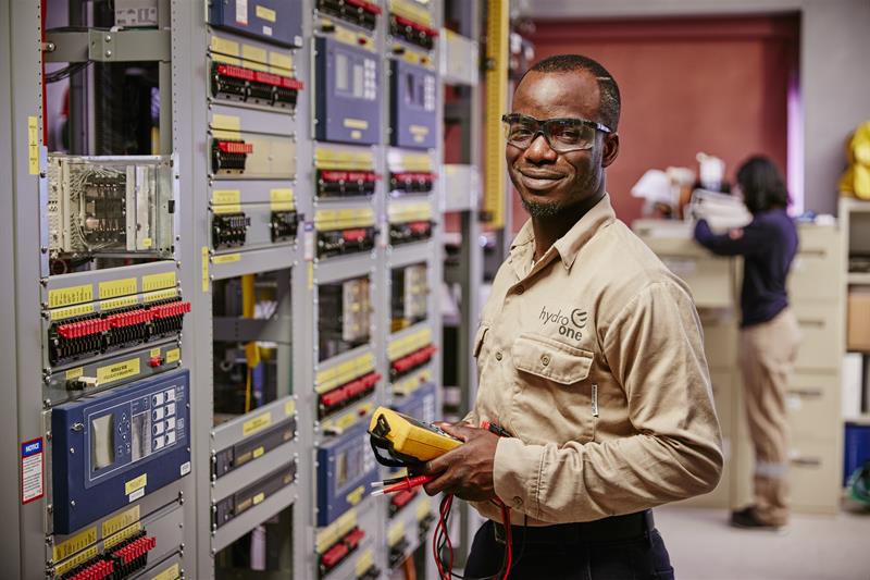 photo of a young black Hydro One engineer