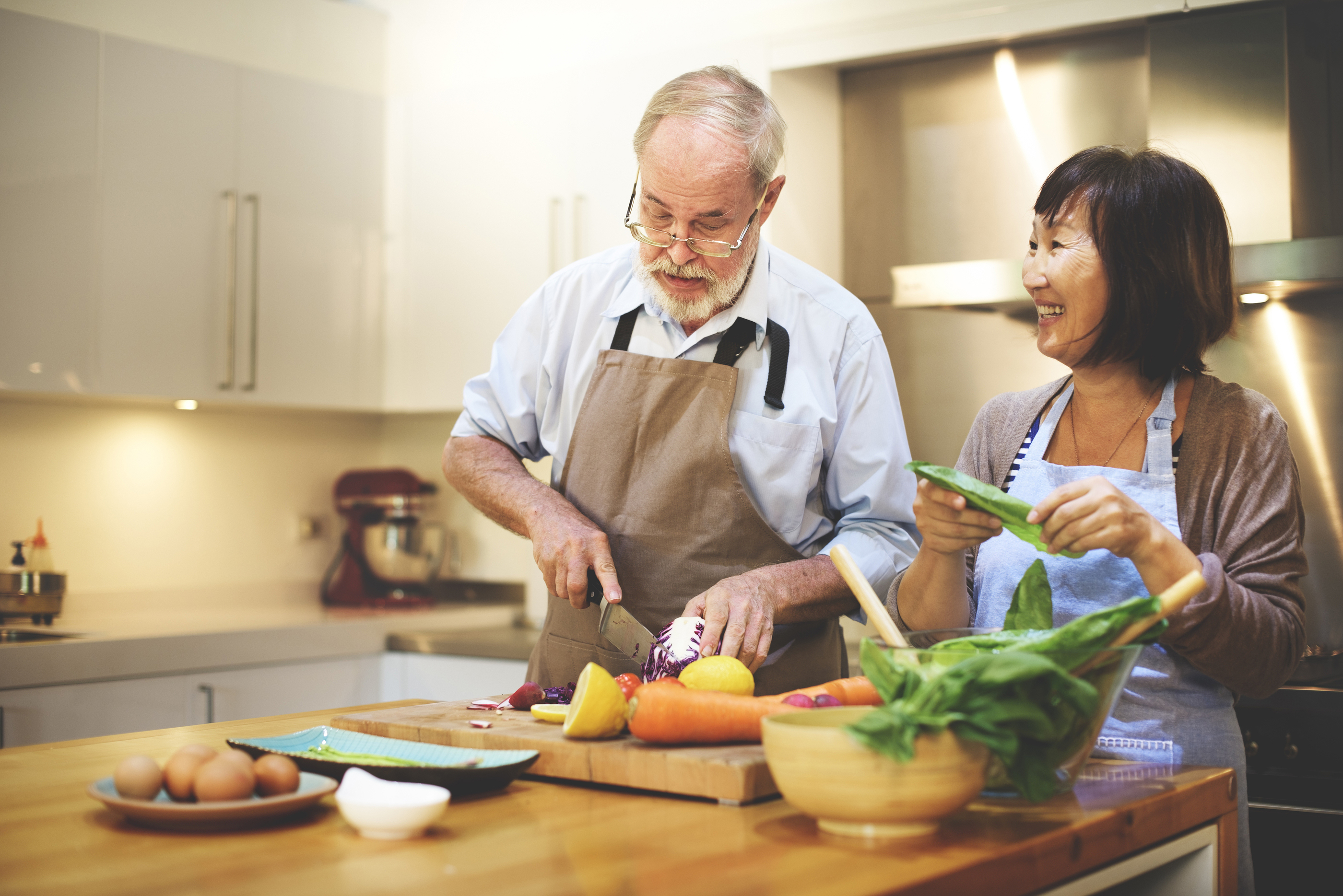 Man chopping broccoli