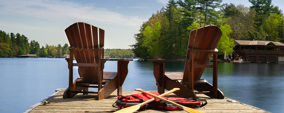 Cottage dock in summer