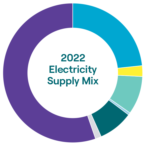 pie chart of the 2022 electricity supply mix, from the Ontario Energy Board