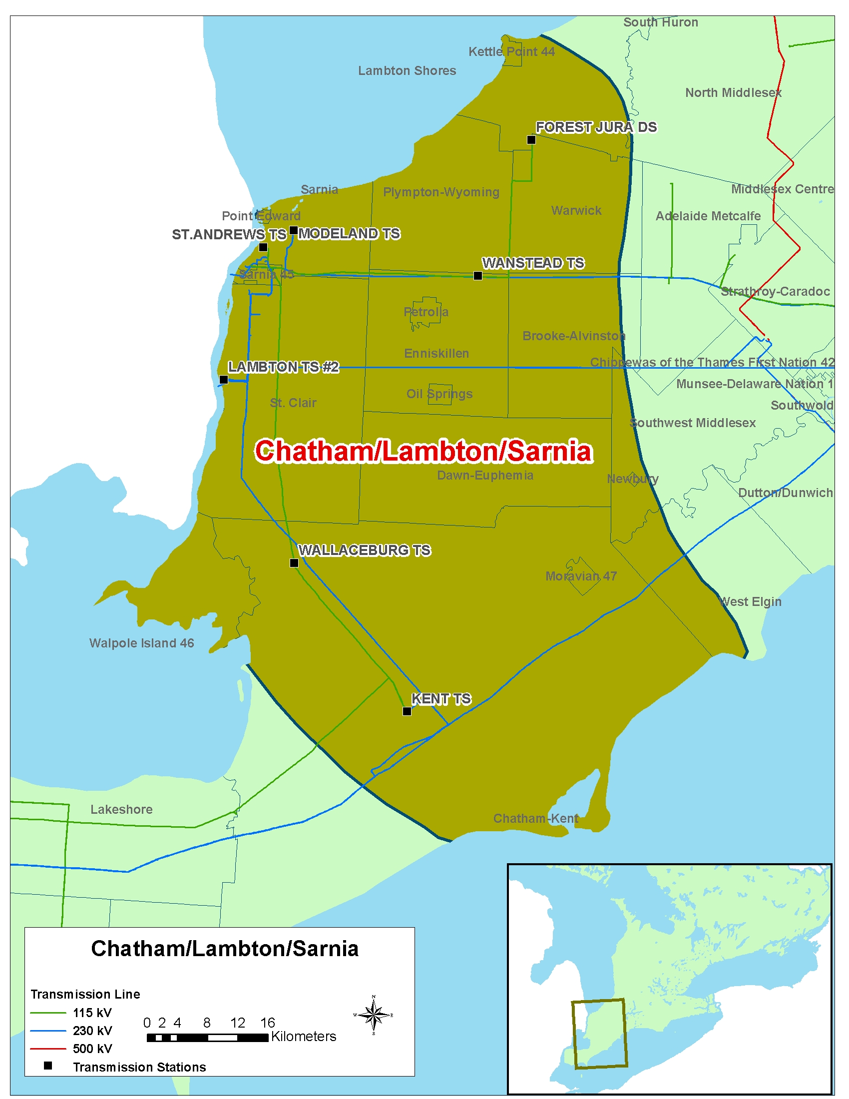 Map: Chatham-Lambton-Sarnia