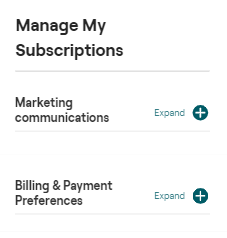 screenshot of the Billing and Payment Preferences section