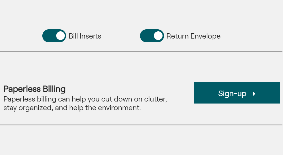 Paperless billing signup button