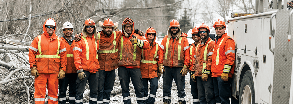 Hydro one crew working during the ice storm
