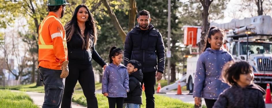 A family with a Hydro One worker