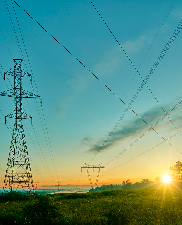 transmission lines in a field