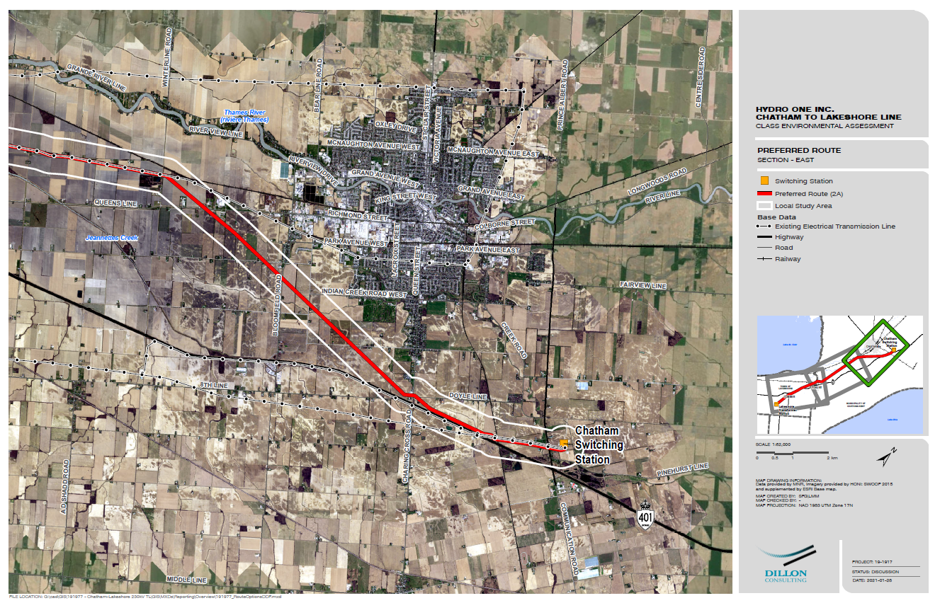 Revised Route Options Map East
