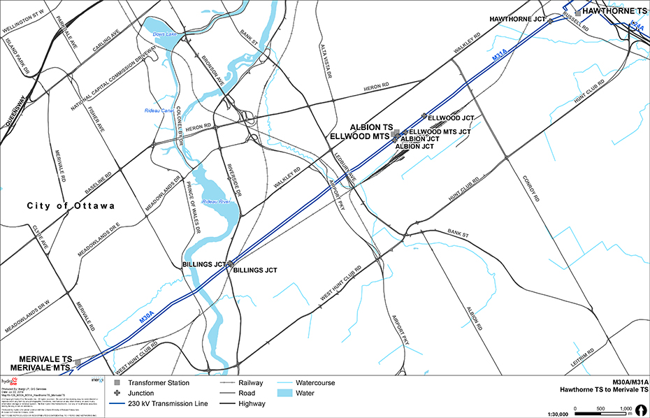 Map of Hawthorne to Merivale project area