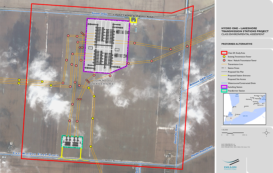 Map of preferred alternative site for the Lakeshore stations project