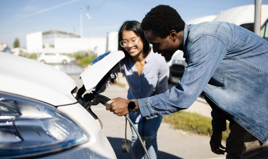 EV car being charged