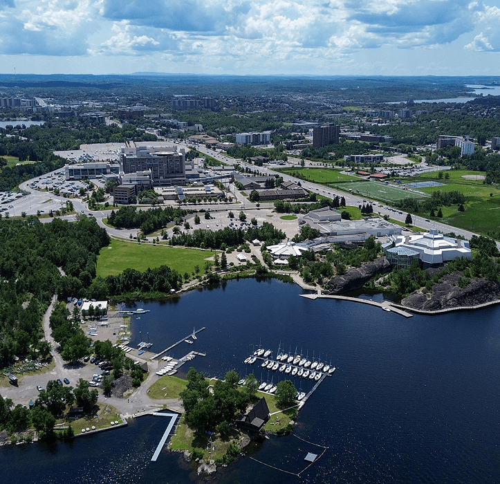 Arial view of Sudbury's Bell Park