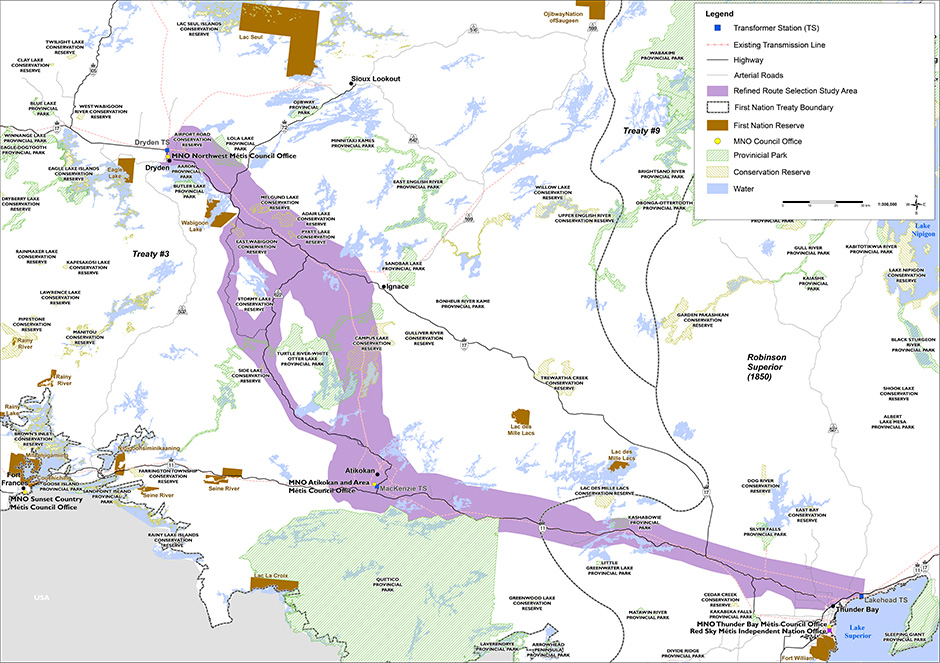 Refined route selection study area