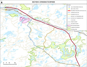 Atikokan to Dryden map