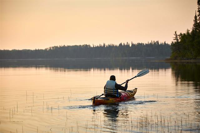 photo of a kayaker on Lake Nipigon