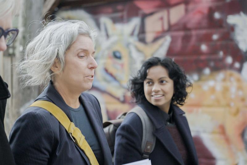 Women walking down the street in Toronto, Ontario