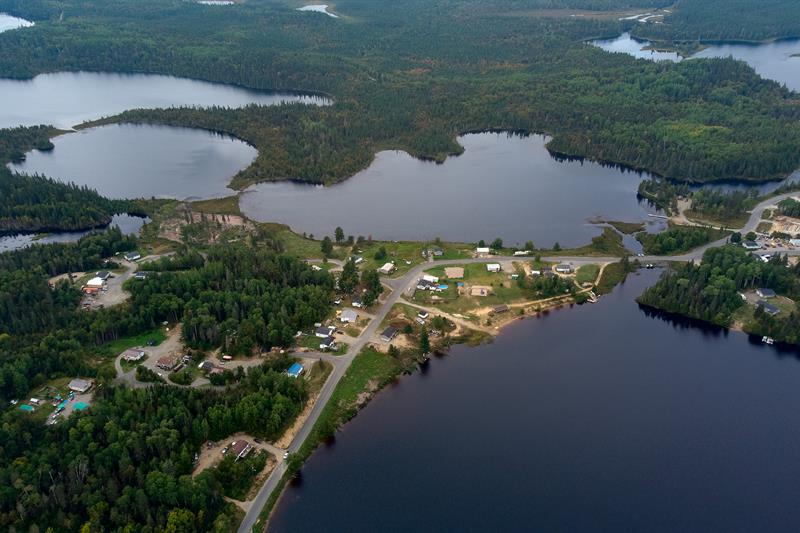 Drone photo of Matachewan First Nation in Ontario