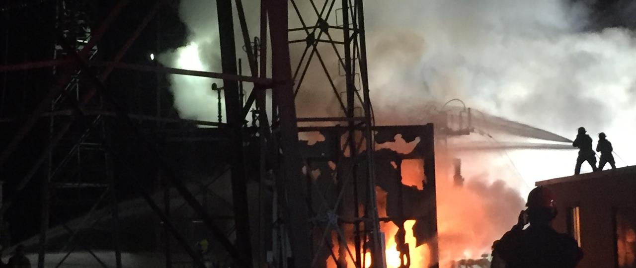 photo of a large fire at Minden Transformer Station in 2018