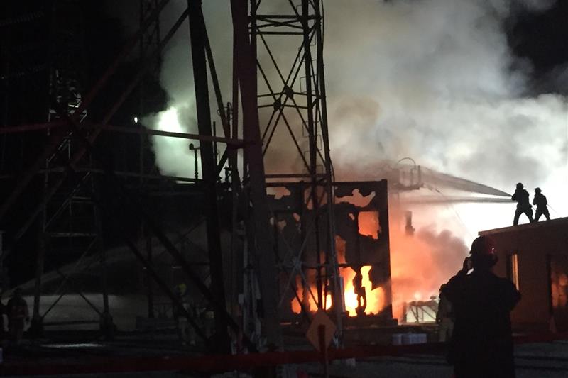 photo of a large fire at Minden Transformer Station in 2018