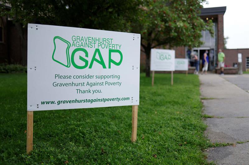 Photo of the Gravenhurst Against Poverty sign outside of their new building