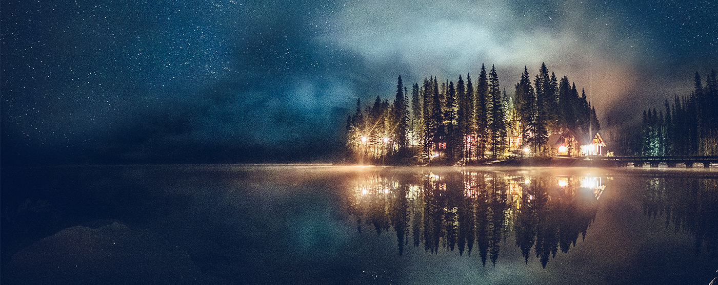 Photo of cottages at night