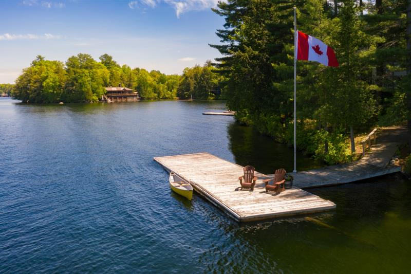 photo of a dock on the water in Muskoka, Ontario