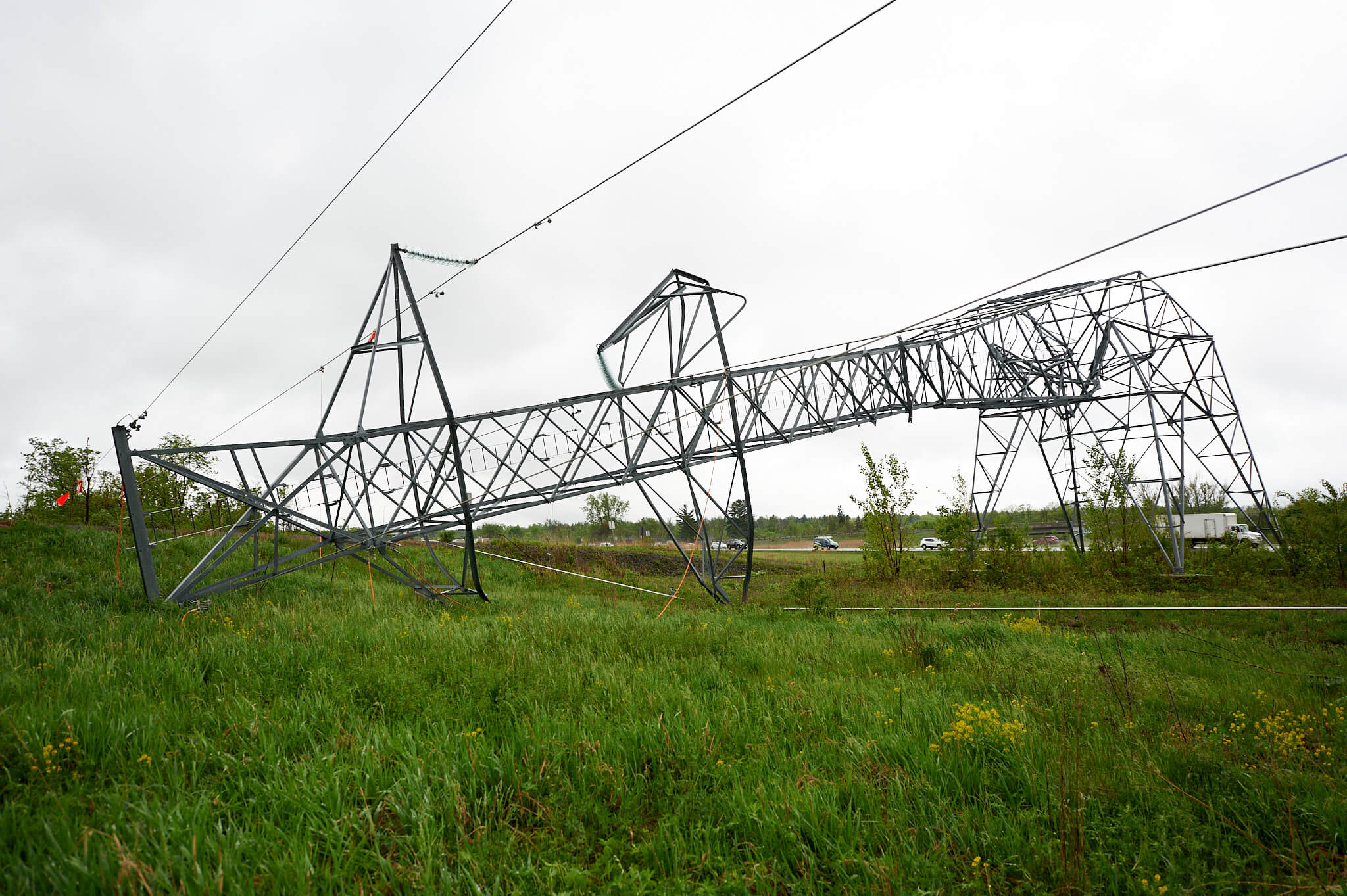 Image of a downed transformer due to May 2022 storm.