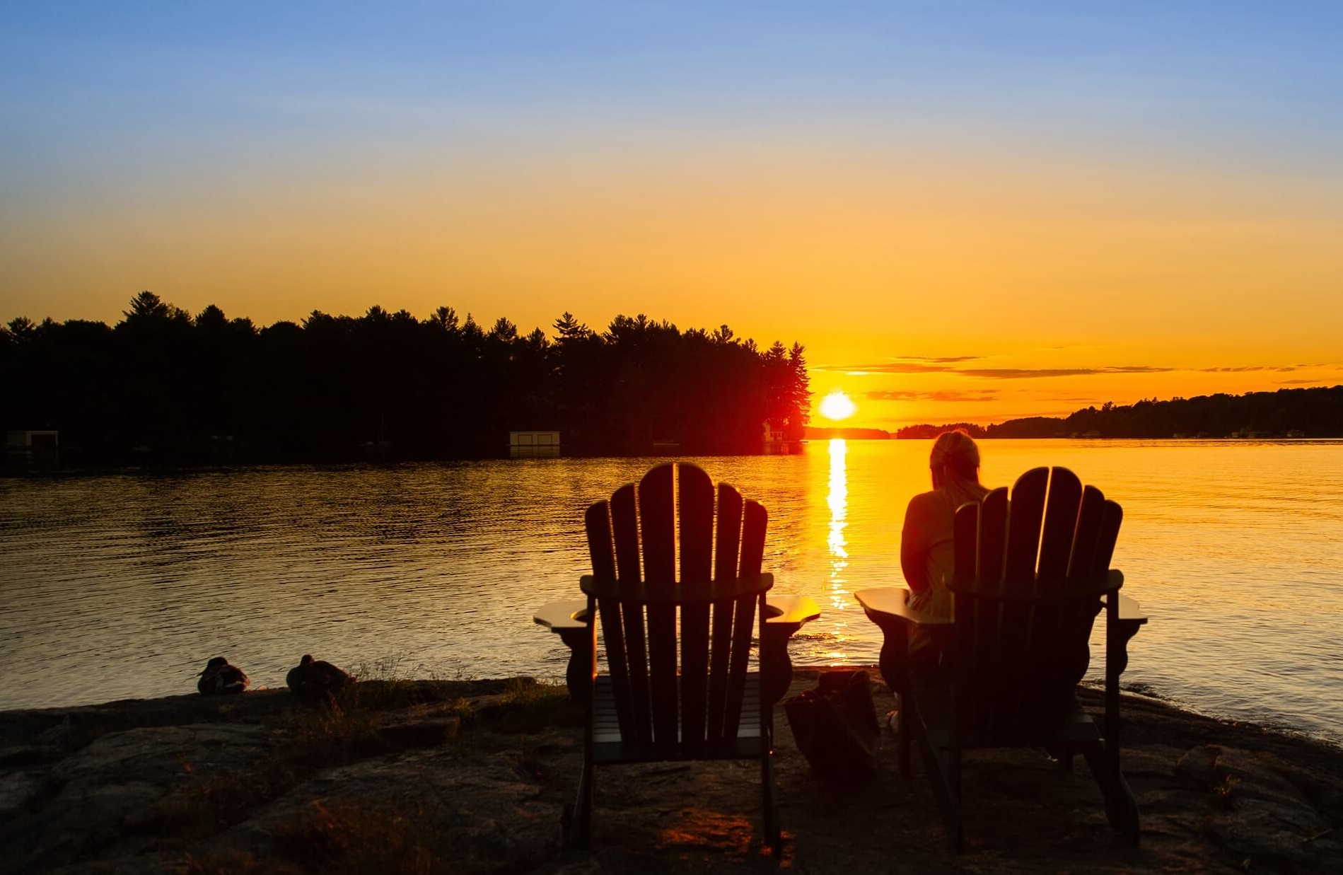 Cottagers sitting in the sunset