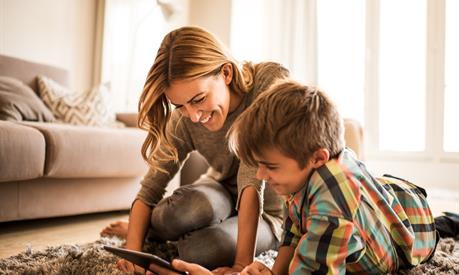 image of a mother playing with her son