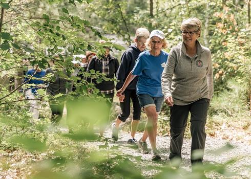 Seniors walking on a trail