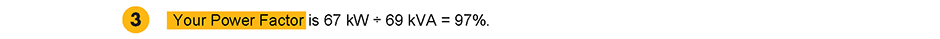 image of a sample bill Power Factor line