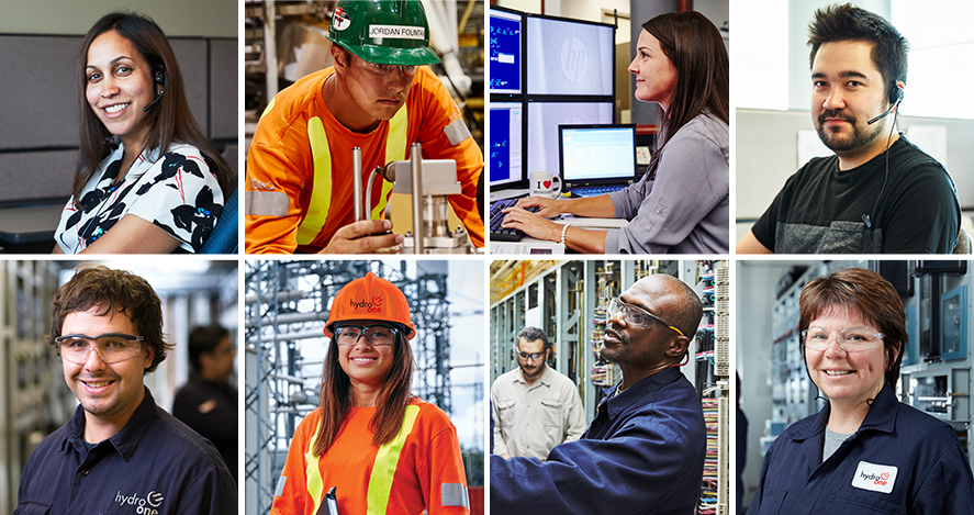 Hydro One employees working at various jobs