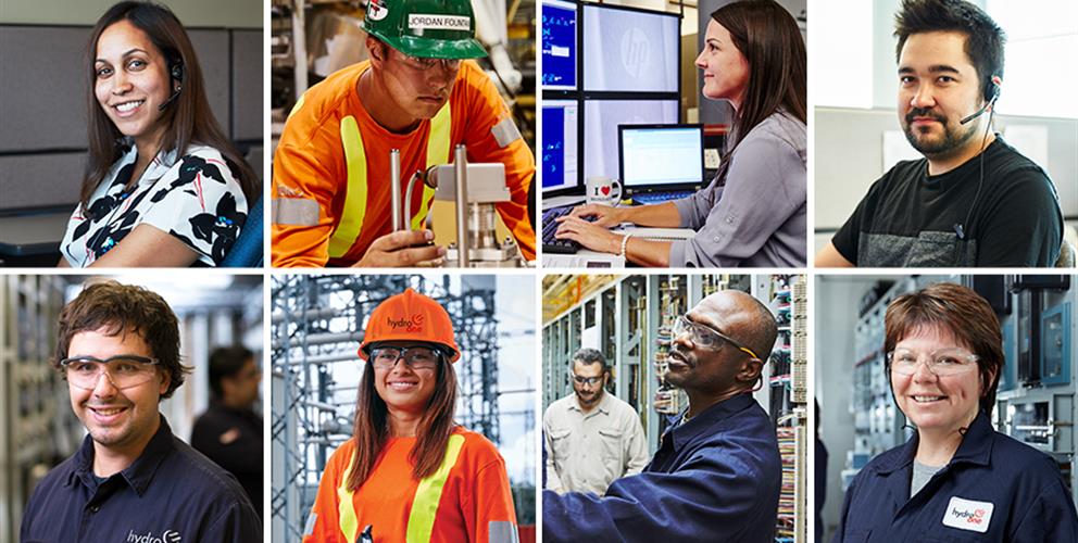 photo collage of several diverse Hydro One employees