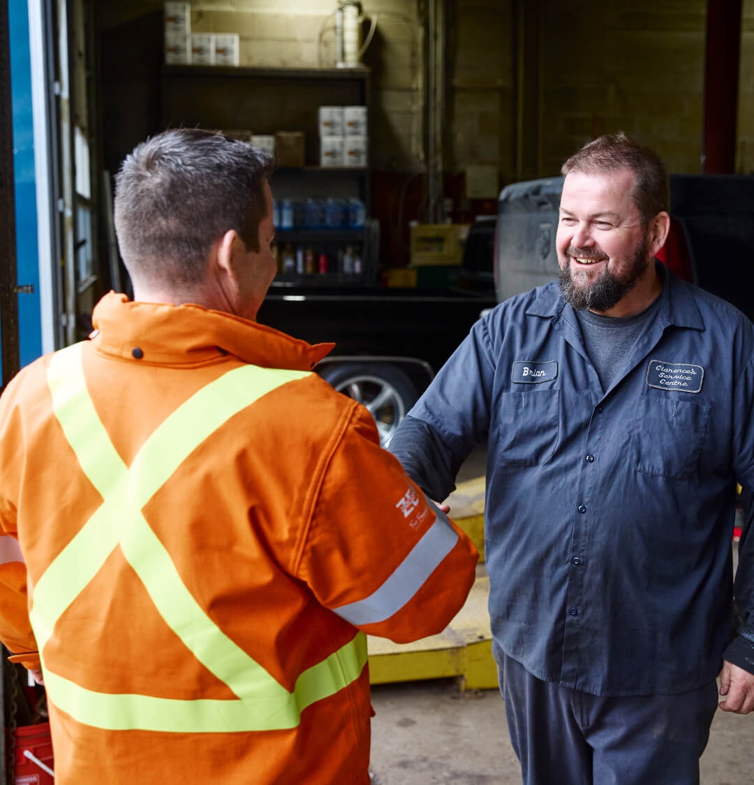 Hydro one employee meeting with a member of the community