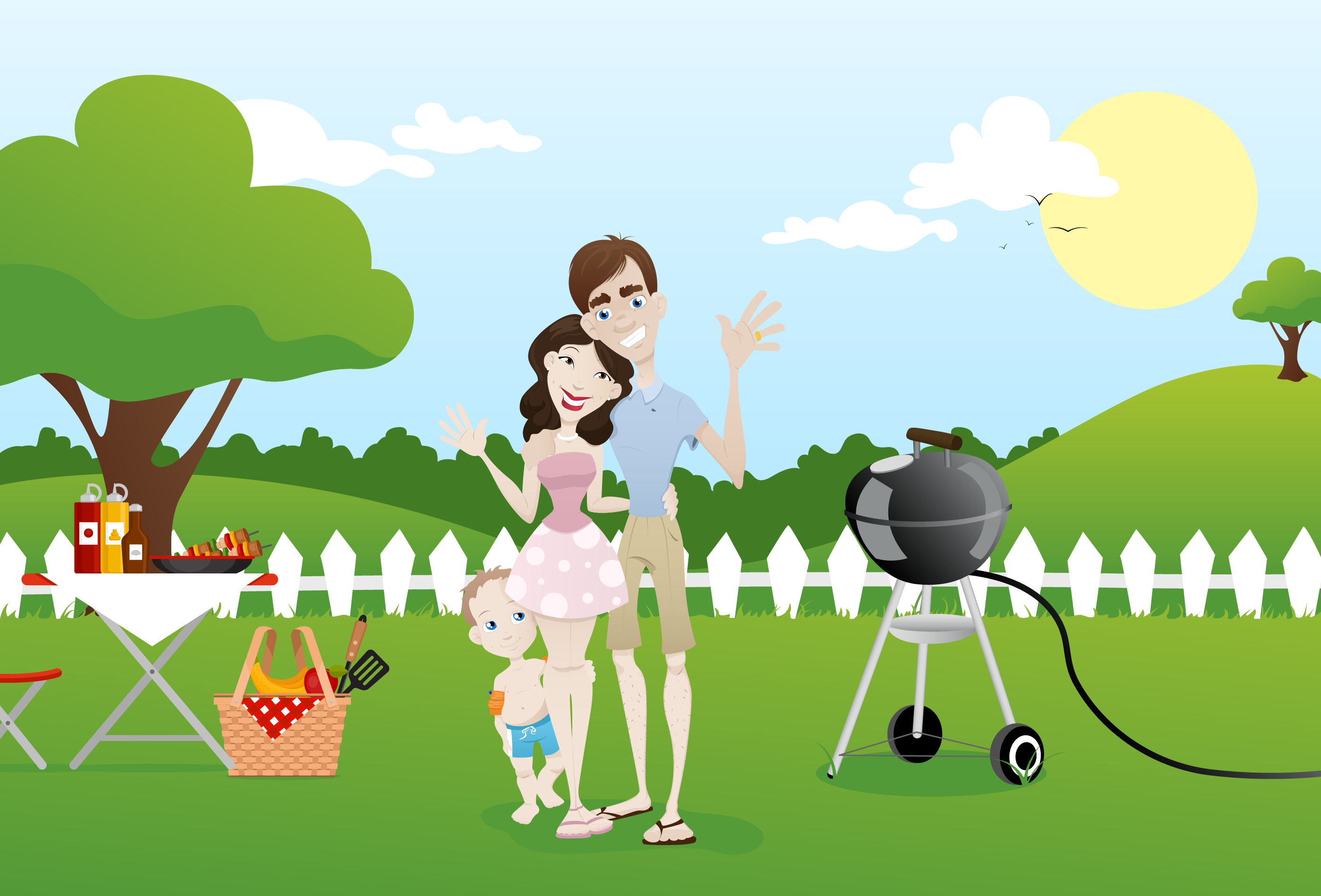 illustration of a backyard barbecue