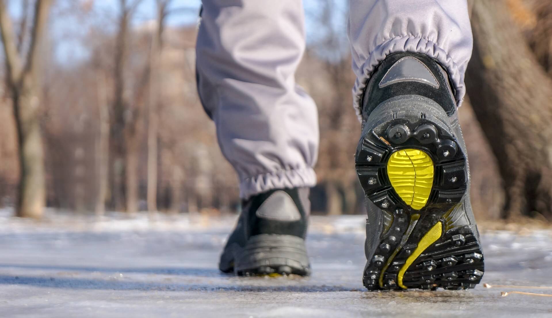 Walking on ice with caution