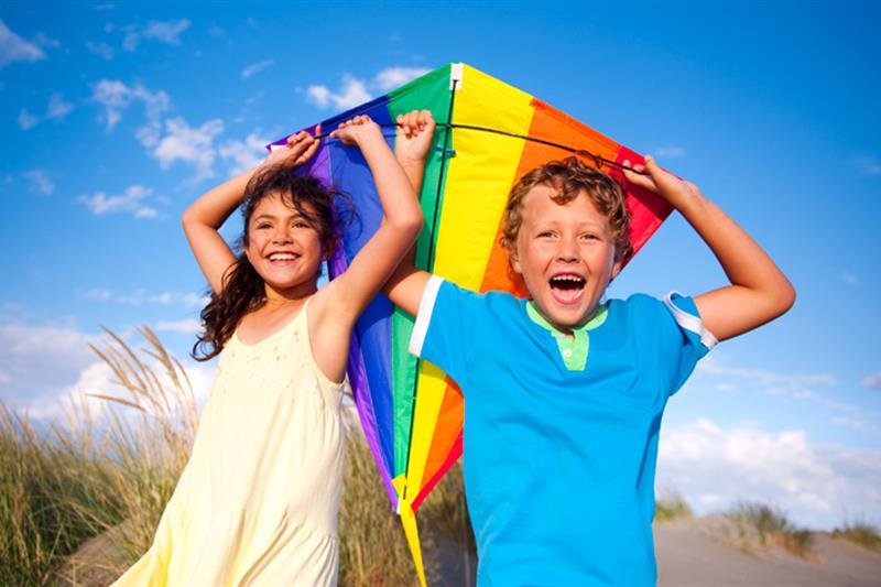 Picture of Kids Flying a Kite