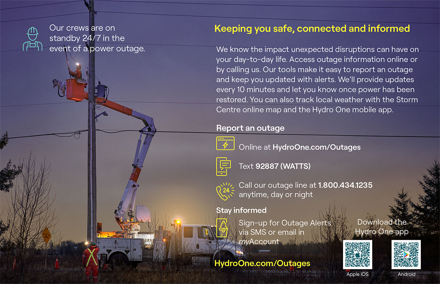 image of Hydro One's outage tools postcard
