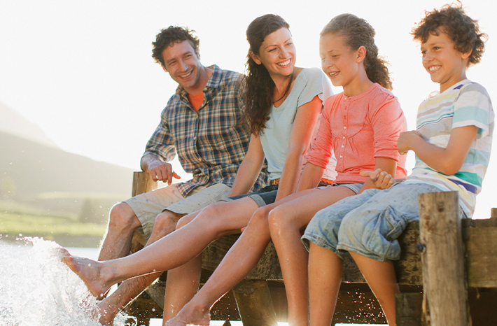 image of family on dock