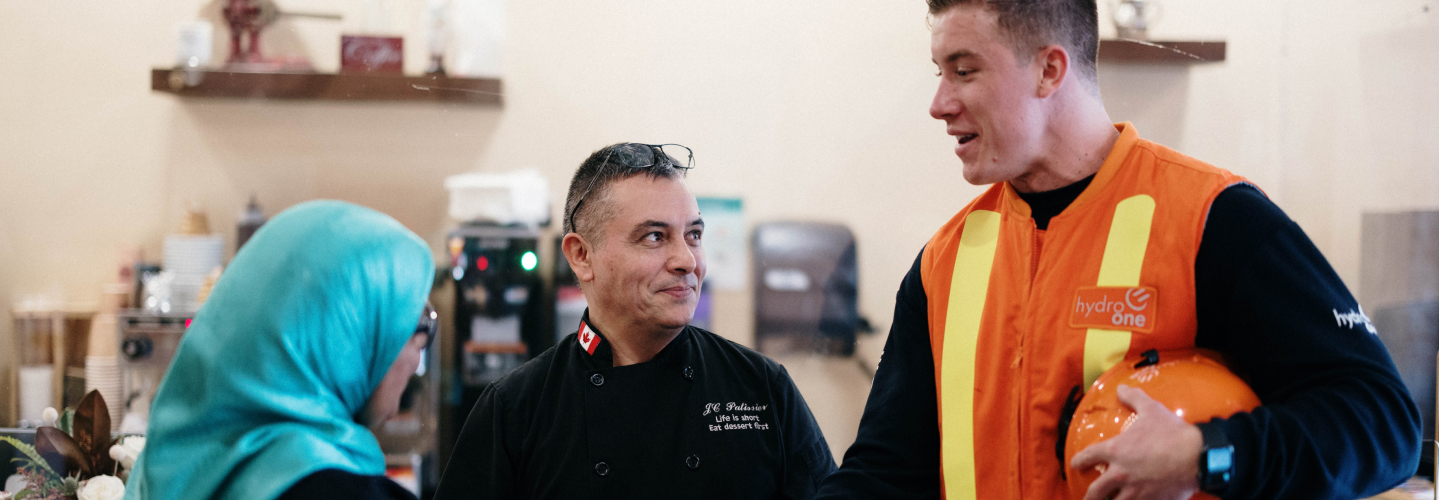 Hydro One employee at a dessert shop