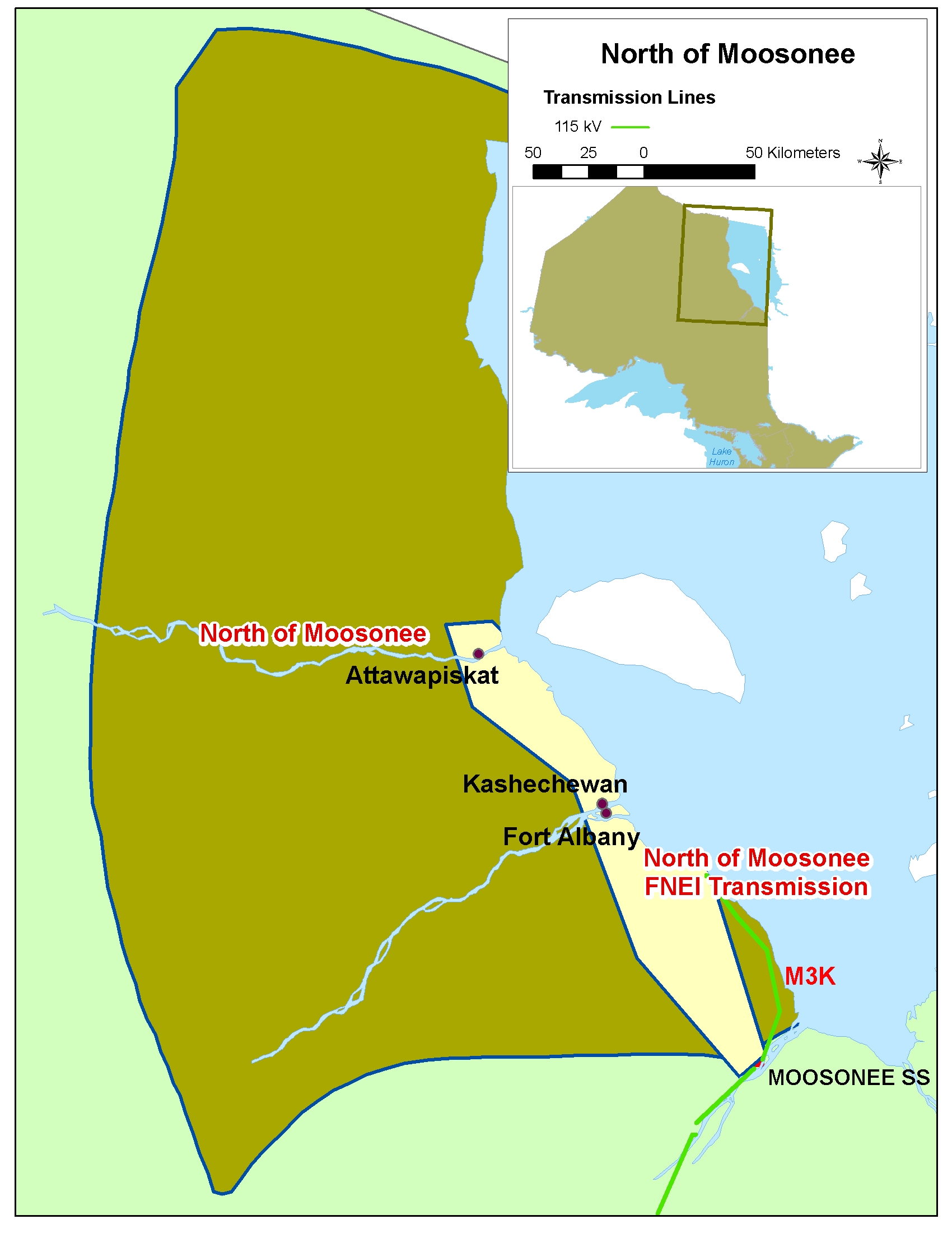 Map: North of Moosonee