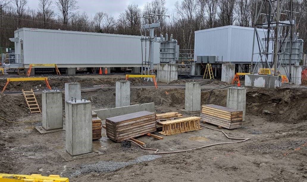 Photo of a transformer foundation being built at Minden Transformer Station