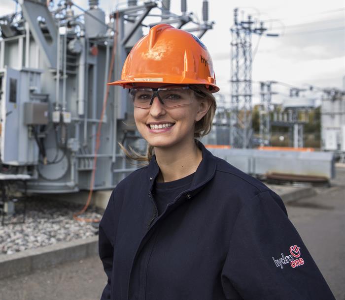 image of a female Hydro One worker at a Transmission Station